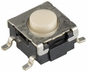 B3S1000P, Кнопка тактильная 6х6 h=4.3мм (3.4мм+толкатель 0.9мм) 1.57N(160гр) 0.05A 24В SMD монтаж 5000000циклов лента на катушке