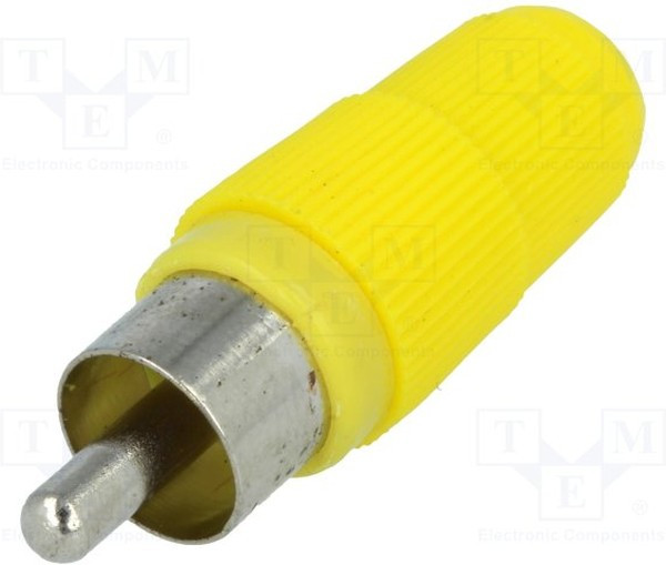 CC-004, Вилка, RCA, "папа", прямой, пайка, желтый, на провод