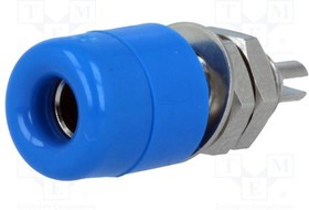 IBU401-BL, Гнездо, "банан" 4мм, 32А, 60ВDC, синий, Монтаж винтами,на панель