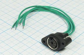 Разъем (miniDIN) MCC-5613.5PRK [S-VHS] розетка, контакты 5HP, монтаж на блок, фланец 2отверстия,пластик/ L-0,1м, MCC-5613.5PRK [S-VHS]