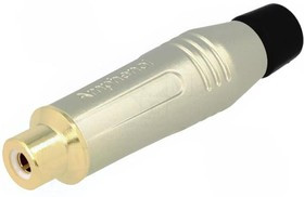 ACJR-SBK, Вилка; RCA; "мама"; прямой; пайка; серый; позолота; на провод; 3-7мм