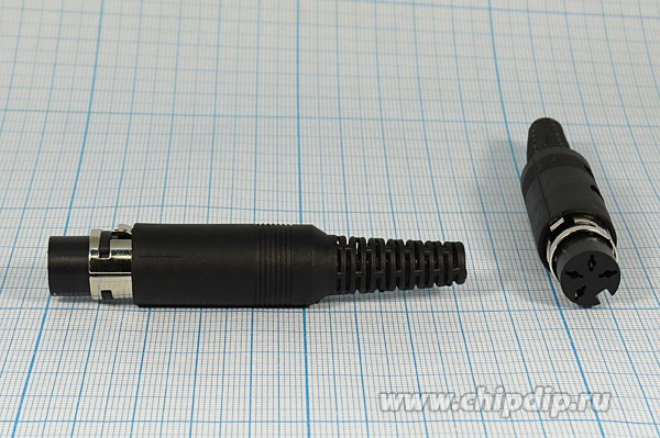 Гнездо DIN четыре контакта, на кабель; №9110 гн DIN\ 4HP+1C\каб\пл хвост\\DN-4F\