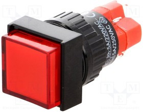 V16F-11-230R, Переключатель: кнопочный, Пол: 2, SPDT, 3A/250ВAC, 2A/24ВDC, IP40