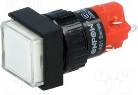 V16F-11-24W, Переключатель: кнопочный, Пол: 2, SPDT, 3A/250ВAC, 2A/24ВDC, белый