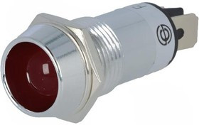 R9-86L-01-12-RED, Индикат.лампа: LED, вогнутый, 12ВDC, Отв: d14,2мм, IP40, латунь