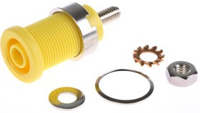 SEB 6445 NI / GE, Yellow Female Banana Socket, 4 mm Connector, Screw Termination, 32A, 1000V, Nickel Plating SEB 6445 NI / GE, Yellow Female Banana Socket, 4 mm Connector, Screw Termination, 32A, 1000V, Nickel Plating