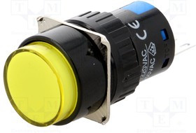 LAS1-AY-11/Y-IP40, Переключатель: кнопочный, Пол: 2, SPST, ON-(ON), IP40, d16мм