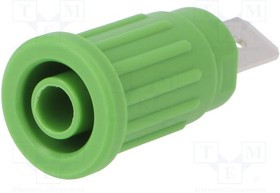 SEPB6453NI-GN, Гнездо, "банан" 4мм, 32А, 1кВ, зеленый, никелированные, 34,8мм