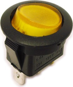 MIRS-101A-8C3 (желтый), Переключатель с подсветкой ON-OFF (10A 125VAC, 6.5A 250VAC, 15A 12VDC) SPST