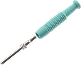 973509104, Green Male Banana Plug, 2mm Connector, Solder Termination, 6A, 60V dc, Nickel Plating