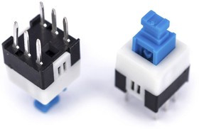 Переключатель кнопочный, 8.0x 8.0x13, 30В, 0.1А, ON-OFF, контакты 6P, PB603B