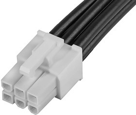 215327-2062, Rectangular Cable Assemblies MINIFIT JR DR P-P 6CKT 300MM Au