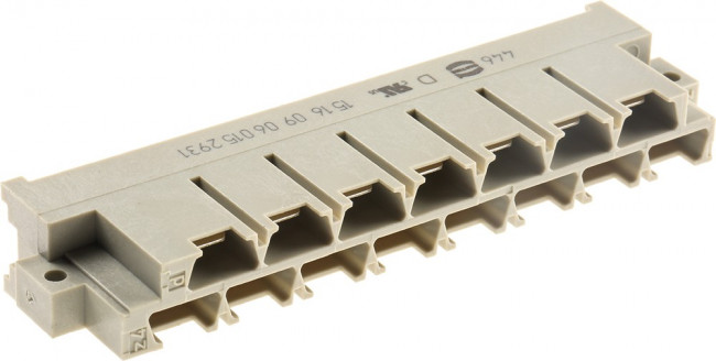 09 06 015 2931, Разъем DIN 41612, Серия Type H, 15 контакт(-ов), Штекер, 5.08 мм, 2 ряда, z + d