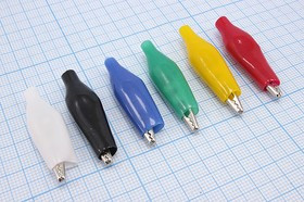 WD025/Y, Зажим "крокодил" с изолятором, 5А, L27.5мм, желтый; Q-15736Y зажим "крокодил" L 27,5x23,5x2,5\ 5А\обж\\изол жел