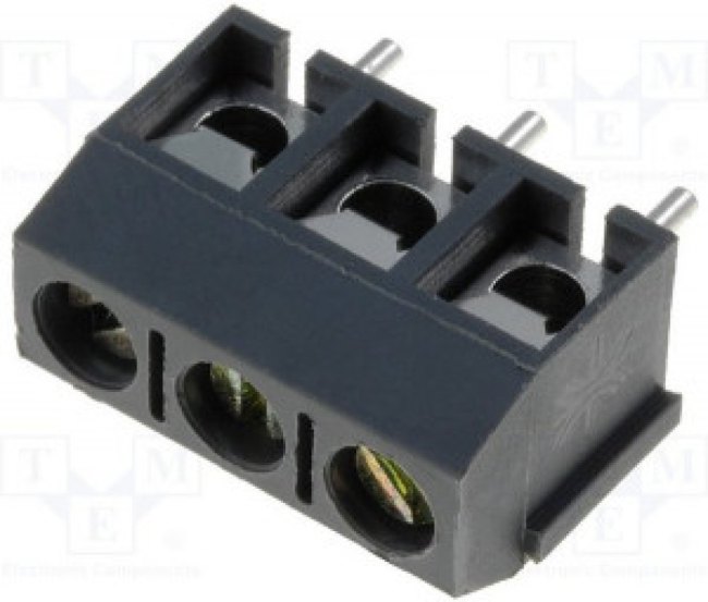 TB-5.0-P-3P/GY, Зажимная рейка для печатных плат, угловой 90°, 5мм, на PCB TB-5.0-P-3P/GY, Зажимная рейка для печатных плат, угловой 90°, 5мм, на PCB