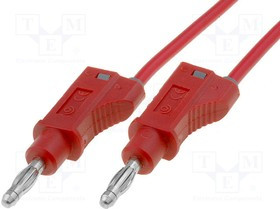 PJ2112-100-R, Измерительный провод, 20А, с осевым гнездом 4мм, Дл: 1м, красный
