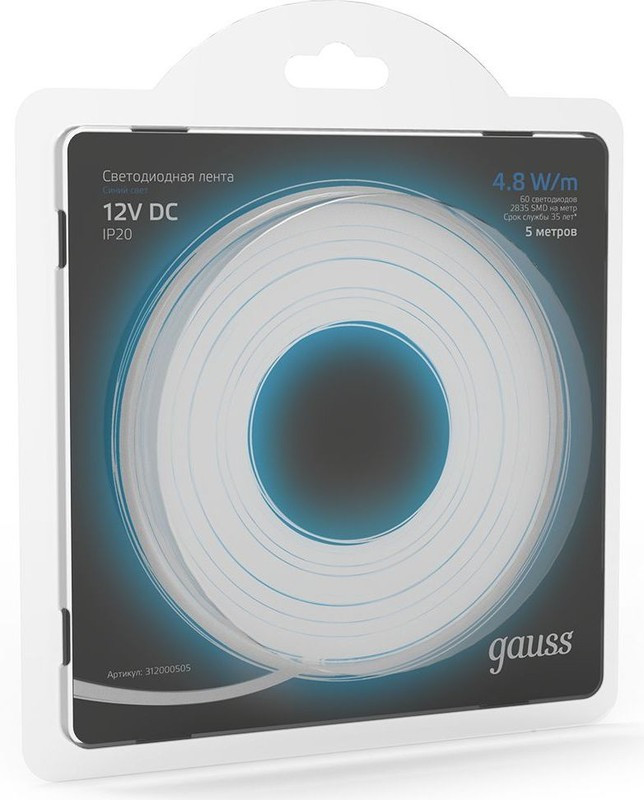 Лента светодиод. Gauss SMD 5м (312000505)