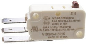 V19S05-HZ015, микропереключатель SPDT 250В 5А фастон 6.3мм 0.15N V19S05-HZ015, микропереключатель SPDT 250В 5А фастон 6.3мм 0.15N