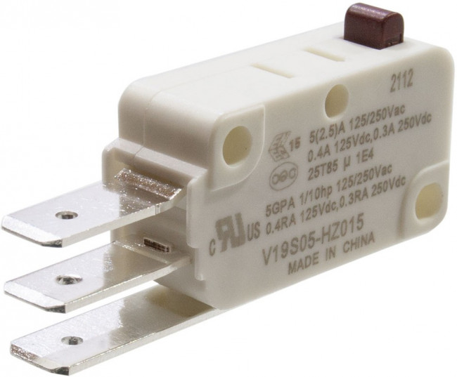 V19S05-HZ015, микропереключатель SPDT 250В 5А фастон 6.3мм 0.15N V19S05-HZ015, микропереключатель SPDT 250В 5А фастон 6.3мм 0.15N
