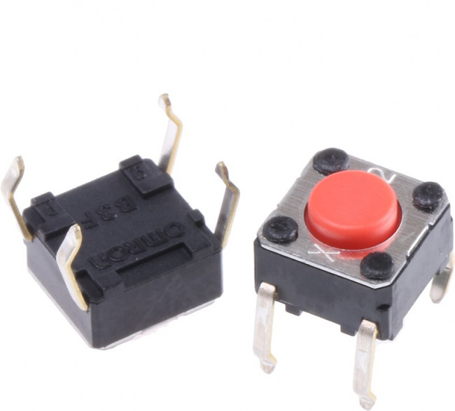 B3F-1006, Микропереключатель TACT, SPST-NO, Пол: 2, 0,05A/24ВDC, THT, нет