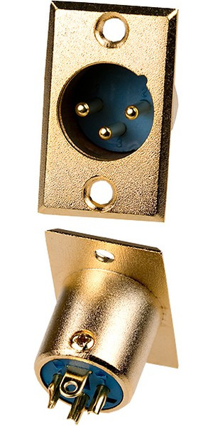 1-530G, разъем XLR 3 контакта штекер металл "позолоченный" на корпус