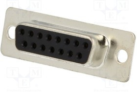DB15-SS, Разъем D-Sub; PIN: 15; вилка; "мама"; на провод; пайка; Цвет: черный