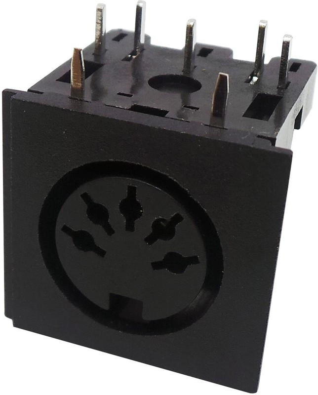 671-0501, 5 Pole Right Angle Din Socket, 2A, 100 V ac, Female, PCB Mount