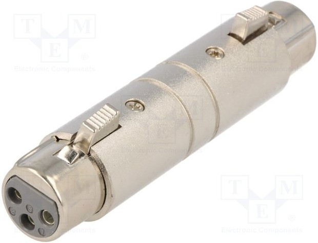 AC3F3FW, XLR Connectors 3 Pole XLR Metal Shell In Line Adapter Female to Female Pre-wired Nickel Finish AC3F3FW, XLR Connectors 3 Pole XLR Metal Shell In Line Adapter Female to Female Pre-wired Nickel Finish