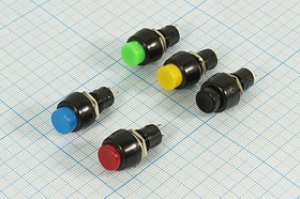 Переключатель кнопочный, d10, 220В, 2.0А, ON-OFF, черный, контакты 2C, PBS-20A