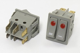 Переключатель клавишный, контакты 6T, 15А, 2-ON-OFF, подсветка черная/IL светодиодная синяя, IRS-2101E-1C