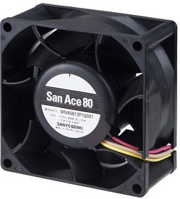 9HVA0812P1G001, DC Fans Axial Fan, 80x80x38mm, 12VDC, High Static Pressure/Airflow, Ribbed, Tach/PWM