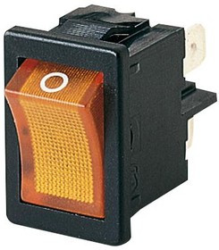 01855.1104-00, Клавишный переключатель, Вкл.-Выкл., DPST, С Подсветкой, Панель, Оранжевый, 1855