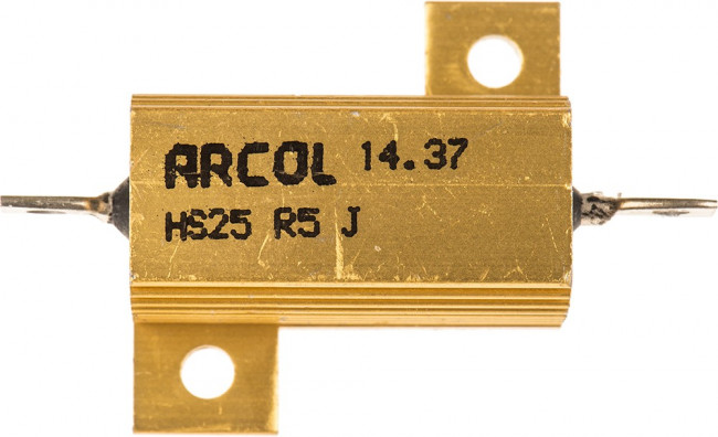 HS25 R5 J, Резистор, с осевыми выводами, 0.5 Ом, Серия HS, 25 Вт, ± 5%, Лепесток для Пайки, 550 В
