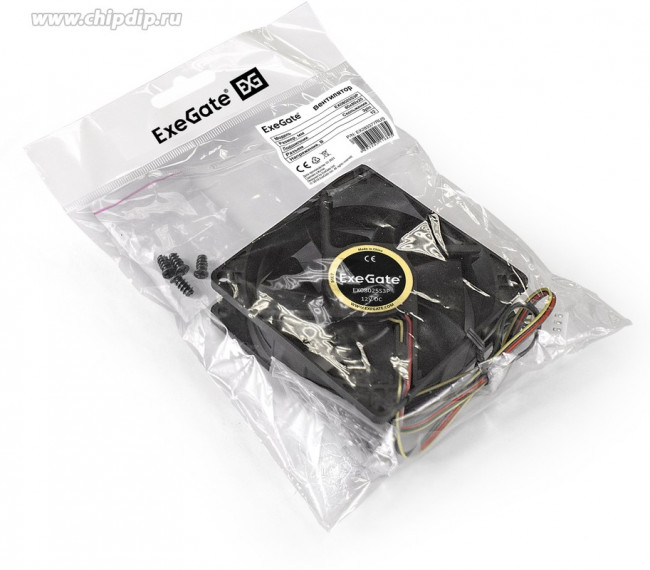 EX283377RUS, Вентилятор 12В DC ExeGate EX08025S3P (80x80x25 мм, Sleeve bearing (подшипник скольжения), 3pin, 2200RPM, 22.5dBA) EX283377RUS, Вентилятор 12В DC ExeGate EX08025S3P (80x80x25 мм, Sleeve bearing (подшипник скольжения), 3pin, 2200RPM, 22.5dBA)