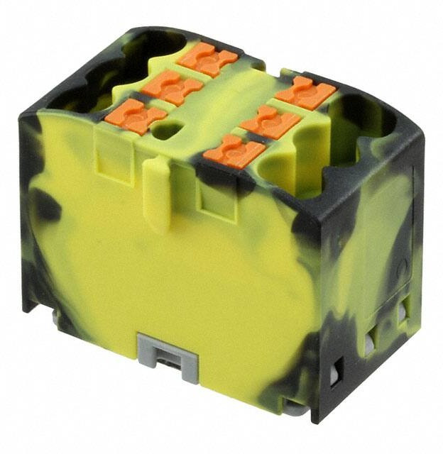 3273414, Conn Distribution Terminal Block 6 POS Spring Clamp Adhesive/DIN Rail 24A