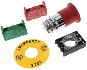 SSA-EBM-11L, Emergency Stop Switches / E-Stop Switches 22 mm Metal E-Stop Button Kit; Kit Includes: 40 mm Actuator on Metal Shaft; Metal Mou