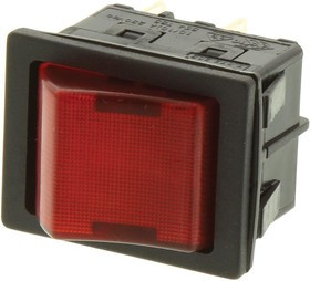 RBW2ABLKRILEF1, SWITCH, ROCKER, DPST, 16A, 125V, RED