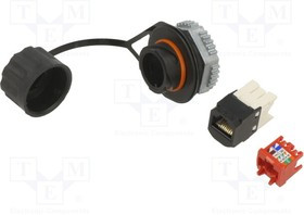 IAEBH5E, Socket; RJ45; PIN: 8; Cat: 5e; Layout: 8p8c; Locking: threaded joint
