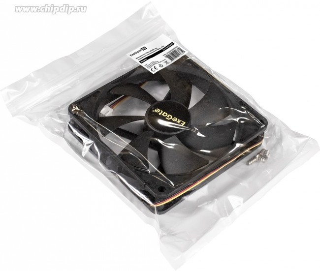 EX283396RUS, Вентилятор 12В DC ExeGate EX14025S3P (140x140x25 мм, Sleeve bearing (подшипник скольжения), 3pin, 1200RPM, 24dBA)