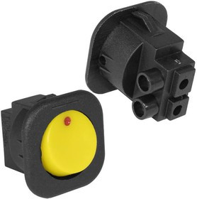 RS-101-7C on-off желтый, Клавишный переключатель RS-101-7C, ON-OFF, 2 контакта под винт, желтый