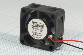 Вентилятор постоянного тока 12 Вольт, 30x30x15мм, подшипник скольжения, 10000об/мин; №ВН167S вент 30x30x15\ 12В\0,11А\2L\ ПС\FD03015S12H\