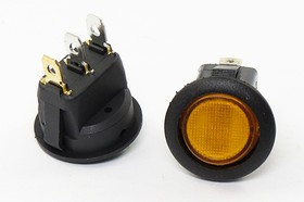 Переключатель клавишный, контакты 3T, 16А, 12В, ON-OFF, d20, подсветка ILкрасная, MIRS101-8C/D