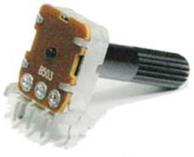 Резистор переменный, поворотный 20кОм, линейность A, ширина 13мм, вал и размеры Y6x25, F-124KP