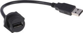 Straight, Panel Mount, Socket Type Mini IP67 USB Connector