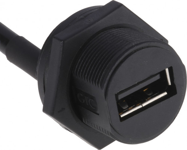 Straight, Panel Mount, Socket Type Mini IP67 USB Connector