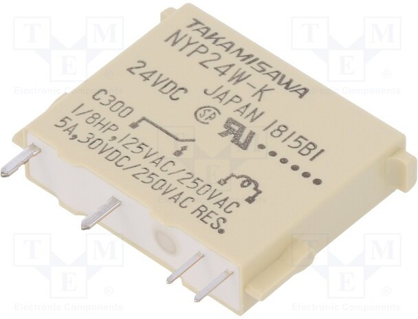NYP-24W-K-IE, Реле: электромагнитное; SPST-NO; Uобмотки: 24ВDC; 5A/250ВAC; 5А