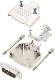 6355-0006-02, D-Sub Connector Kit, DA-15 Plug, Solder, Steel