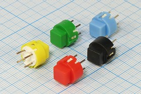 Переключатель тактовый 12x12x11, h 4,0, NO, желтый, 4P, KS01A