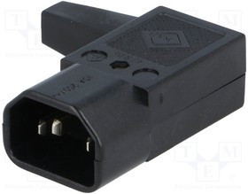 PC-117, Разъем: питания AC, вилка, "папа", 10А, IEC 60320, C14 (E), правый