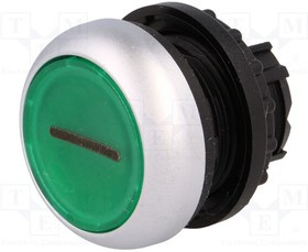 M22-DRL-G-X1, Переключатель: кнопочный, Фикс.пол: 2, 22мм, зеленый, IP67, Пол: 2